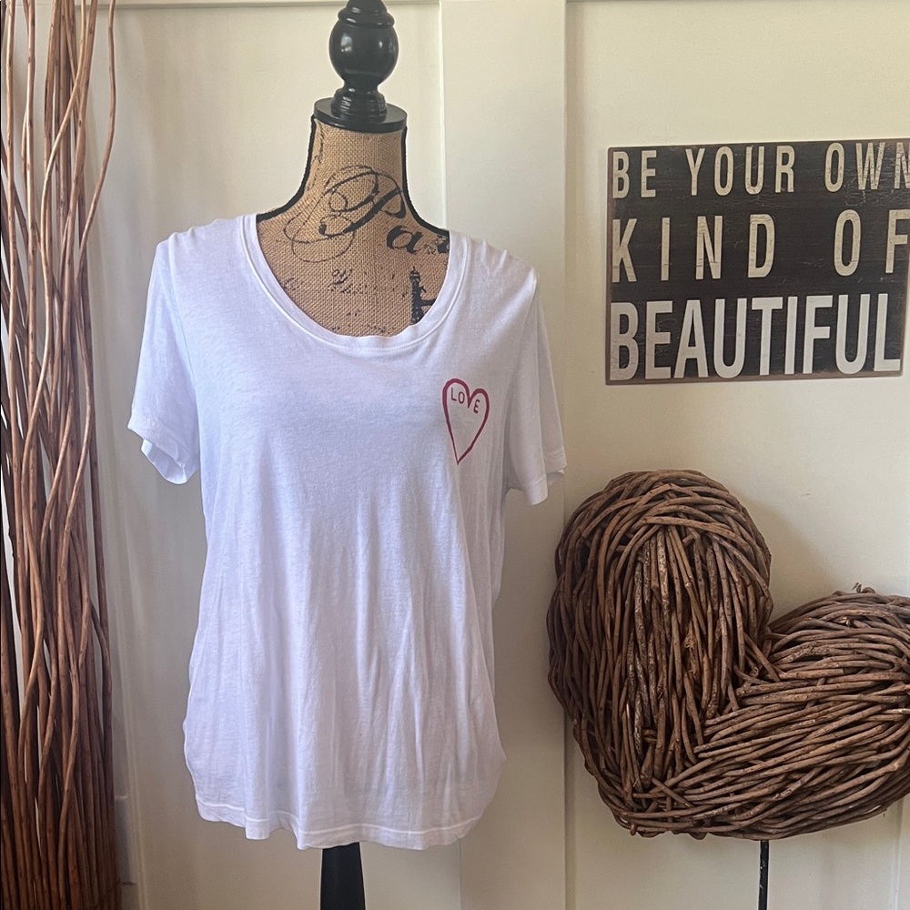 Monrow White Love Heart Tee